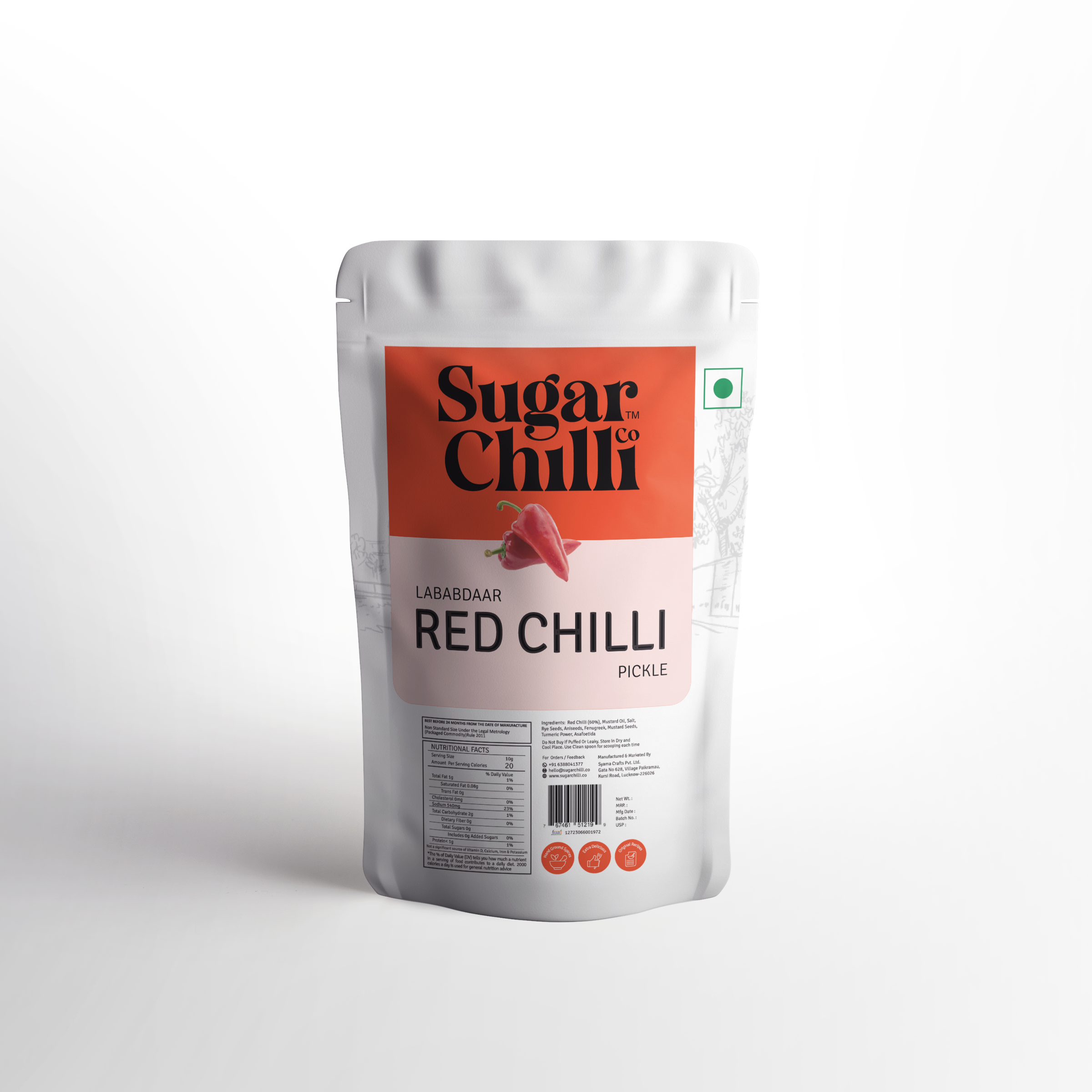 Home-made Red Chilli Pickle (Food-Grade Safe Pouch)